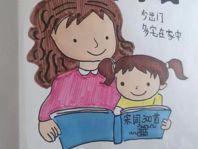 石家庄市一小学生在家绘画宣传阻击疫情_地方新闻