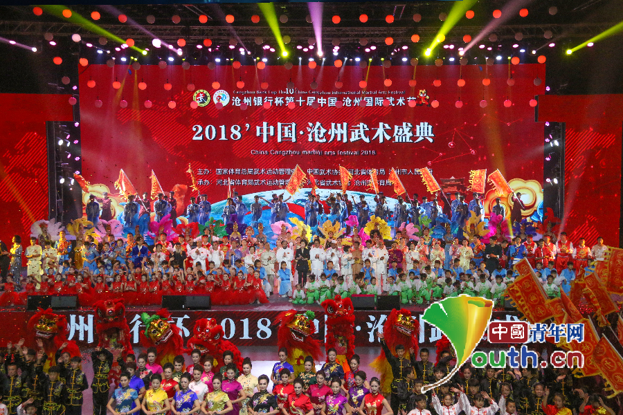 第十届沧州国际武术节开幕 2200名武术健儿齐聚狮城 (1/5)